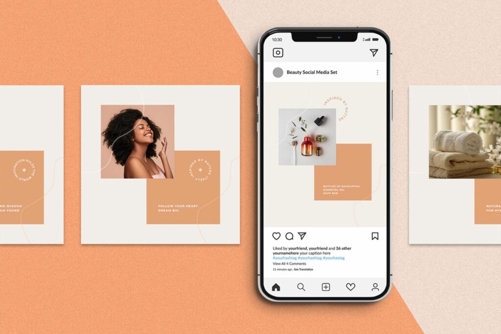 Automated Branded Stories: Turn Med Spa No-Shows into Instant Bookings with Zero Design Effort 3 Beauty brand social media post templates used to automate client engagement and fill open bookings.