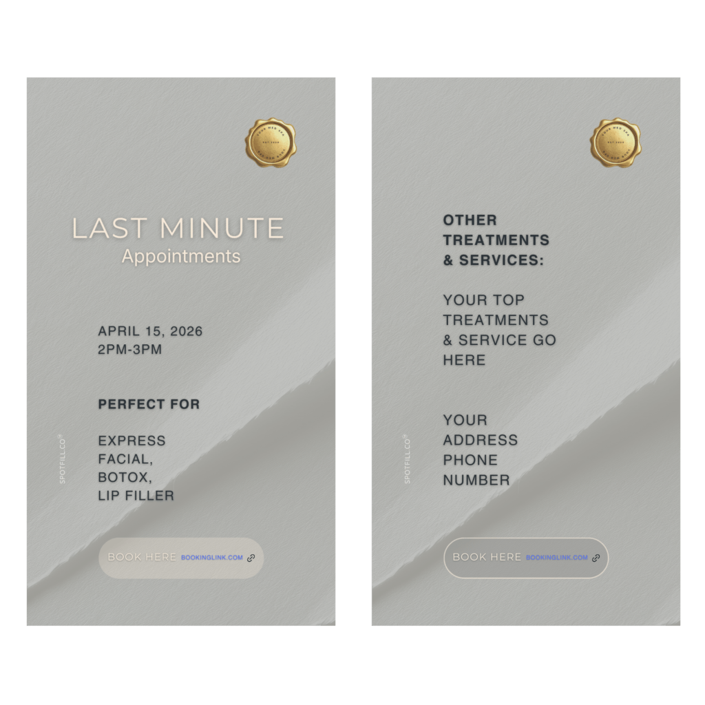 SpotFill Beverly Hills Sophisticate luxury template medical spa Instagram Story slide 2